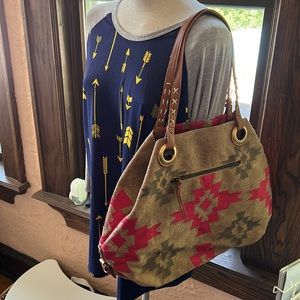 Lucky Brand Southwestern Aztec bag canvas tote.